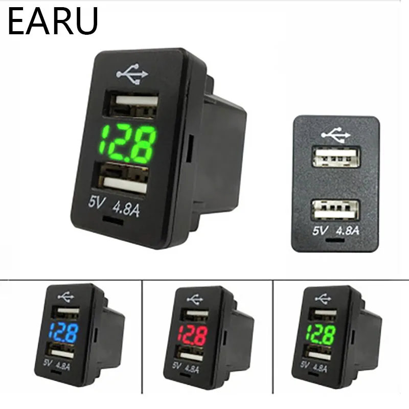 

Japanese Usb Voltage Meter Voltmeter Display Car Reserved Space Original Hole Usb 4.8A Double Interface Car Charger Special Car
