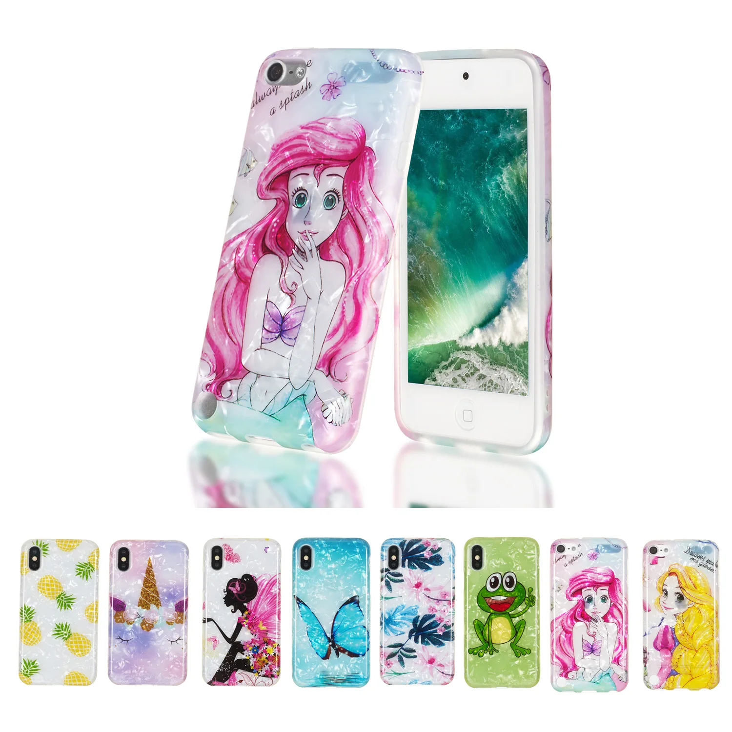 

Luxury shiny Conch pattern phone Case For samsung galaxy S10 lite S10e S10 plus beautiful Disneys princess Soft TPU back cover