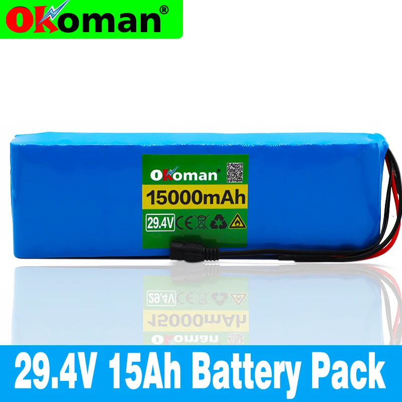 7S4P 29.4v 15Ah Electric Bicycle Motor Ebike Scooter 24v Li Ion Battery Pack 18650 Lithium Rechargeable Batteries 15A. | Электроника