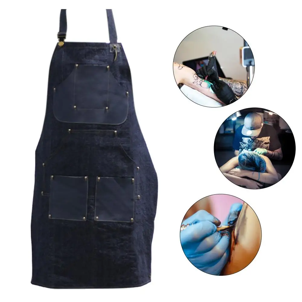 Denim Apron Unisex Denim Apron with Adjustable Bib for Chef Kitchen Barbecue Grill 2