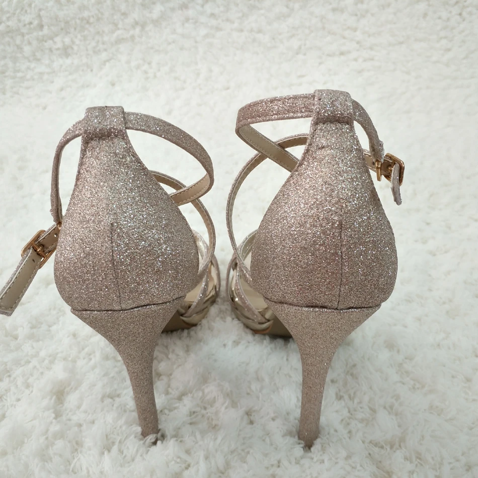 CHMILE CHAU/блестящие пикантные женские туфли для свадебной вечеринки; сандалии-гладиаторы на шпильке в римском стиле с пряжкой и ремешком на щиколотке; 0640A-4c