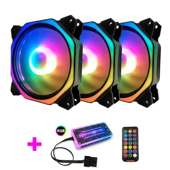 

COOLMOON MOFANG2 Computer Case PC Cooling Fan RGB Adjust 120mm Quiet + IR Remote New Computer Cooler RGB CPU Case Fan Three In O