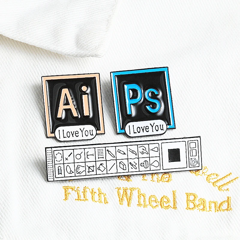Creative Photoshop Toolbar Brooch Fashion I Love You Ps Ai Tool Lapel Pins For Designers Backpack Shirt Enamel Badge Pin Jewelry Brooches Aliexpress