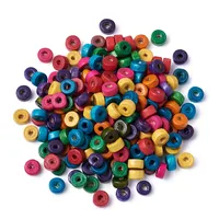 200PCS Flat Round Wood Beads Mixed Color Dyed Wooden Beads Spacer for Jewelry Making 8x3mm, hole: about 2mm Lead Free