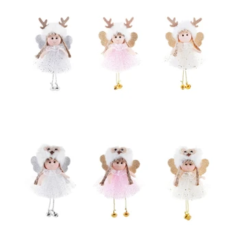 

6 Christmas Plush Net Yarn Sequin Antler Angel Charm Children's Cute Doll Gift Christmas Tree Pendant
