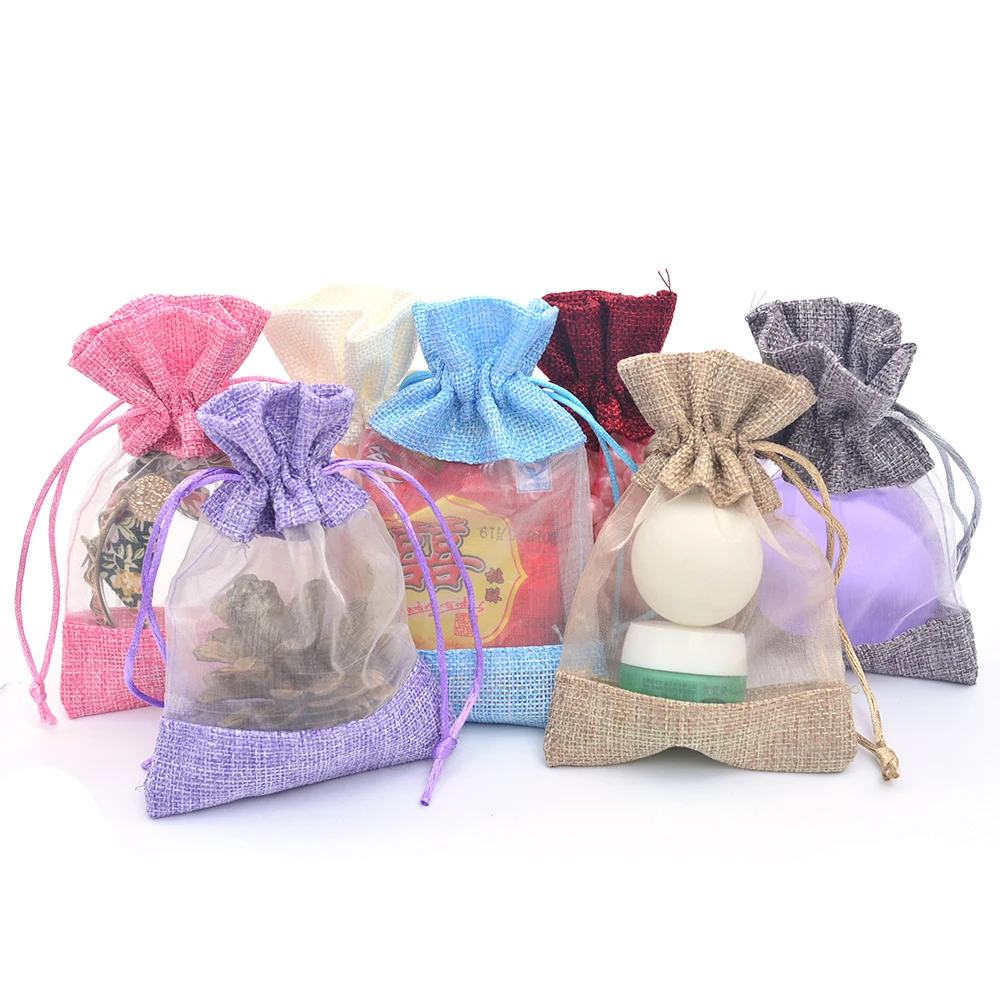 

Pack of 50 Jute Drawstring Gift Bags 3.9"x5.5" Burlap Linen Jewelry Gift Candy Bag for Coffee Beans Herbs Makeup Jewelry Storage