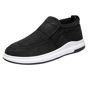 

Men Canvas Shoes Male Mens Flat Heel Breathable Slip On Casual Breathable Shoes Loafers Chaussure Homme Black