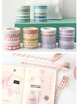 

5pcs Colors of Nature Washi Tape Set Basic Pattern 10mm Lace Adhesive Masking Tapes DIY Decoration Stickers Journal Album F6369