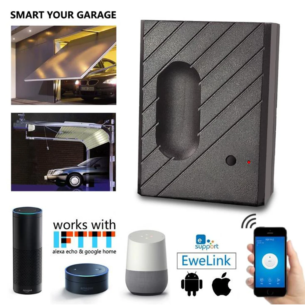 

WiFi Remote Garage Door Openers Controller Switch Using Ewelink APP Compatible with Amazon Alexa Google Home IFTTT GD-DC5