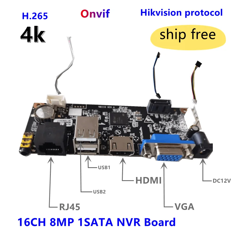 16CH NVR Board 4K 8MP for IP Camera 1SATA ONVIF HIK VISION Private protocal Max 10TB HDD/App mobile from Uniview Technology |