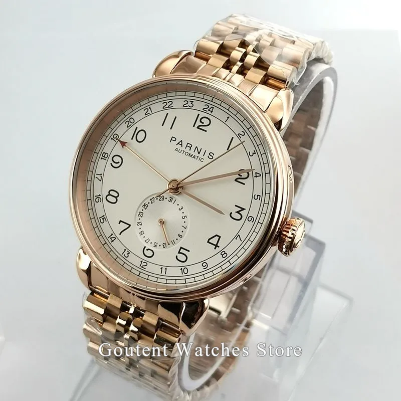 Parnis 42 мм GMT часы синий циферблат механические мужские часы Серебристый футляр для часов Дата нержавеющая сталь Автоматические Мужские наручные часы - Цвет: A2