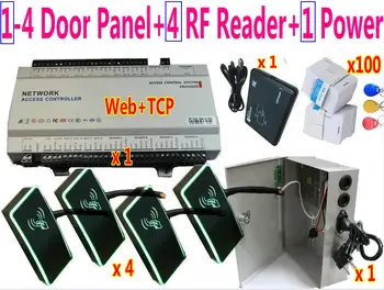 

1 pcs of 4 Door Access Controller Panel Board+4 pcs RFID EM Door Access Reader+1 pcs UPS Power Supply Box+1 Card Issuer+Card tag