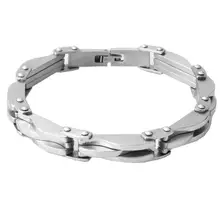 Высококачественный Женский Мужской Браслет для велосипедной цепи полированный серебряный браслет из нержавеющей стали велосипедная цепь браслеты ювелирные изделия 22 см