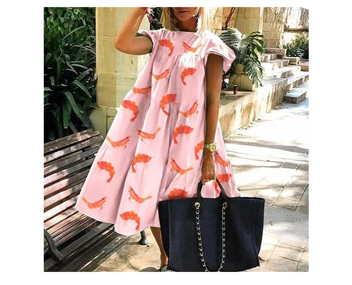 Robe décontractée à imprimé ample avec col rond