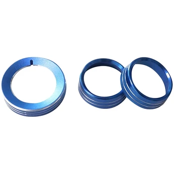 

Blue Aluminum Headlight Volume Tone Control Knob Cover Ring Trim Interior Accessories for Ford Mustang 2015-2019