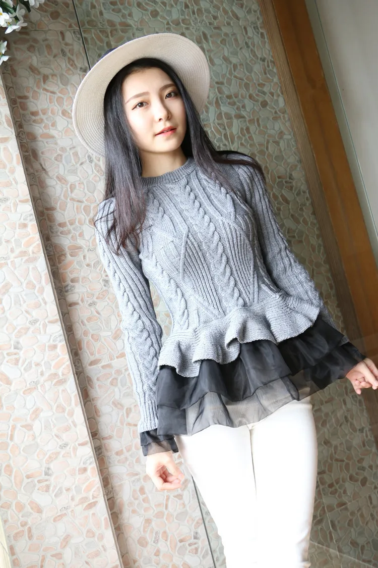 Blusas De Inverno Feminina Акция полный женский пуловер свитер женский корейский осенний и зимний вязаный - Цвет: Серый