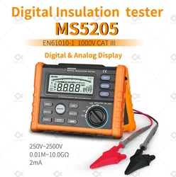Qhtec – multimètre MS5205 AC DC, testeur de résistance d'isolation numérique, 250V 500V 1000V 2500V, Megger True RMS professionnel 