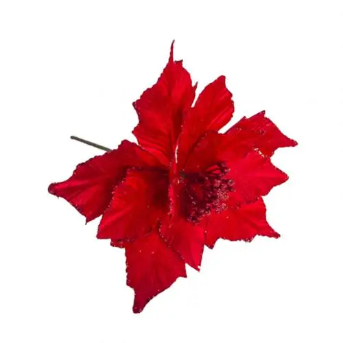 Красный 1 шт. искусственные головки цветов Poinsettia Шелковый Искусственный Цветок Рождественская елка Декор рождественские украшения для дома рождественские вечерние navidad - Цвет: Красный