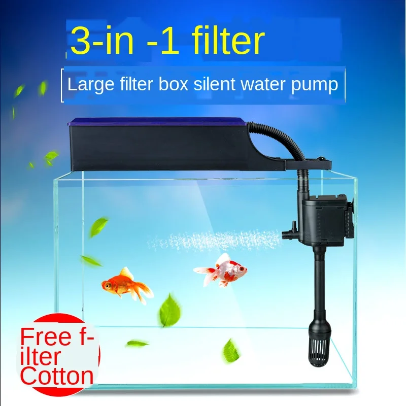 

Fish Tank three-in-one filter on the aquarium submersible pump quiet cycle oxygen external filter box water purification