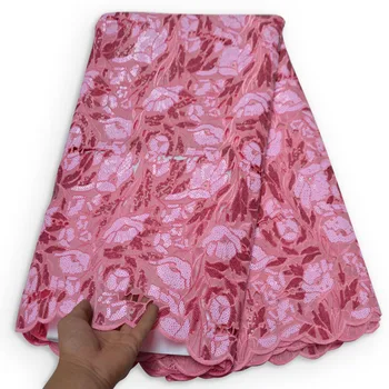 

african organza lace fabric 2020 Newest style high quality lace sequins fabric for party dresses 5yard/lot 05