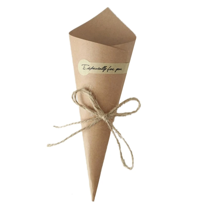 

50Pcs Kraft Paper Gift Packaging Flower Wrapping Paper Florist Bouquet Wrap Decor Craft Paper with Sticker String Wedding Deco