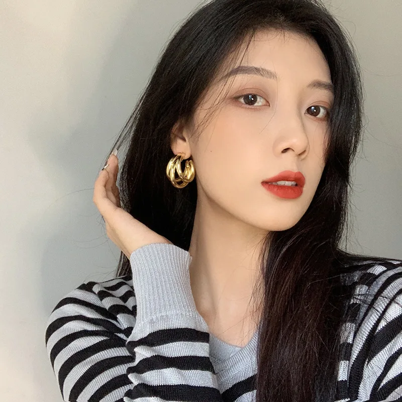 Ear Clip Earrings GRACE JUN Fashion Vintage C shape Hoop Clip on Earrings for Women Non Pierced Earrings Party Birthday Cute Ear Clips