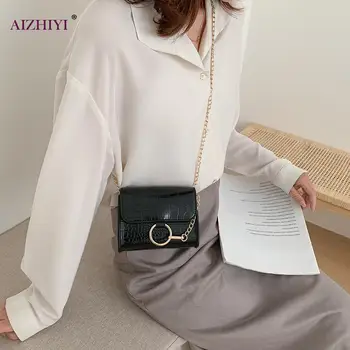 

Vintage Chain Totes Bags PU Leather Alligator Crossbody Fashion Women for Female Women Solid Simple Pure Handbags