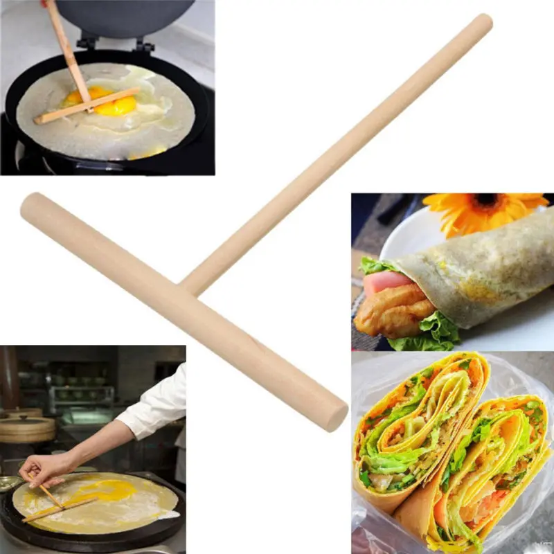 2x Crepe Maker Блинный дозатор деревянный палка для грабли домашний кухонный