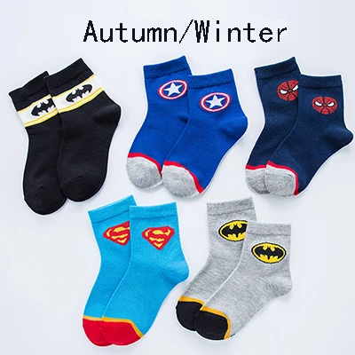 H random 1 piece 1 pairs 2 to 8 years kids Cartoon socks Super hero neonatal girls Breathable short Socks children baby stuff boys cotton Socks - Цвет: H random 1 piece