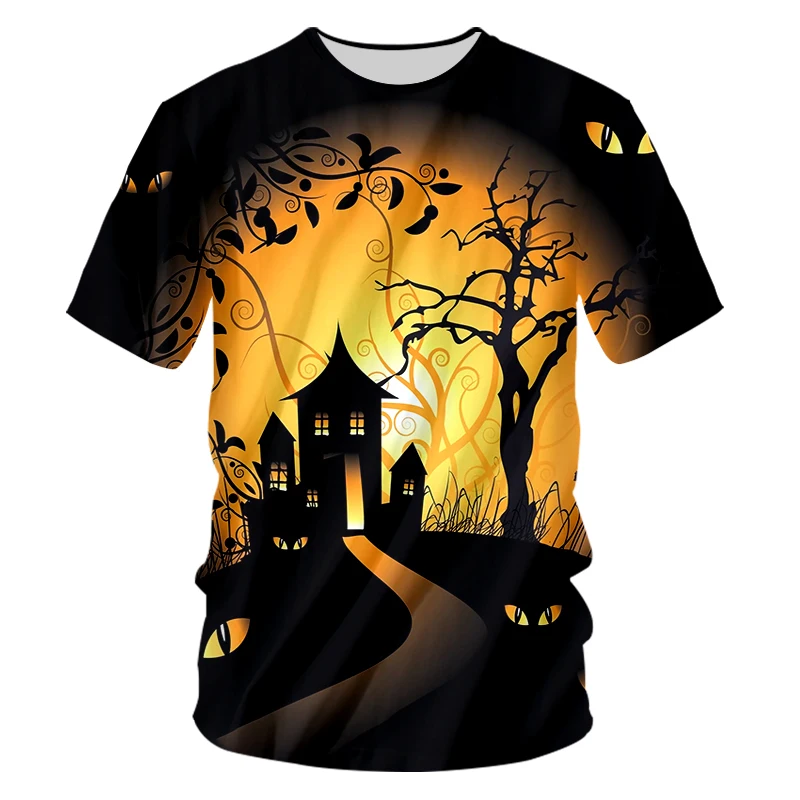 

IFPD EU/US Size Halloween Castle Printed 3D Short Sleeve Tshirt The Nightmare Before Christmas Cosplay T-Shirt Fashion Plus Size