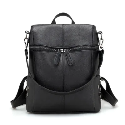 Женский рюкзак-сумка через плечо, дорожные сумки Mochila для девочек-подростков, новинка, с двумя ремнями, из искусственной кожи - Цвет: Черный