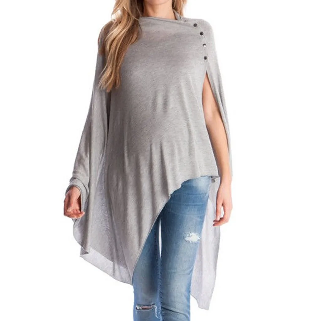 Женская блузка для беременных, футболка для кормления грудью, топ для кормления, Однотонная футболка с длинными рукавами, женская модная повседневная одежда для беременных C850