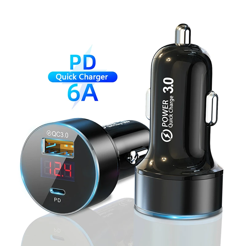 36 Вт двойной порт быстрая зарядка 6А PD USB C автомобильное зарядное устройство для