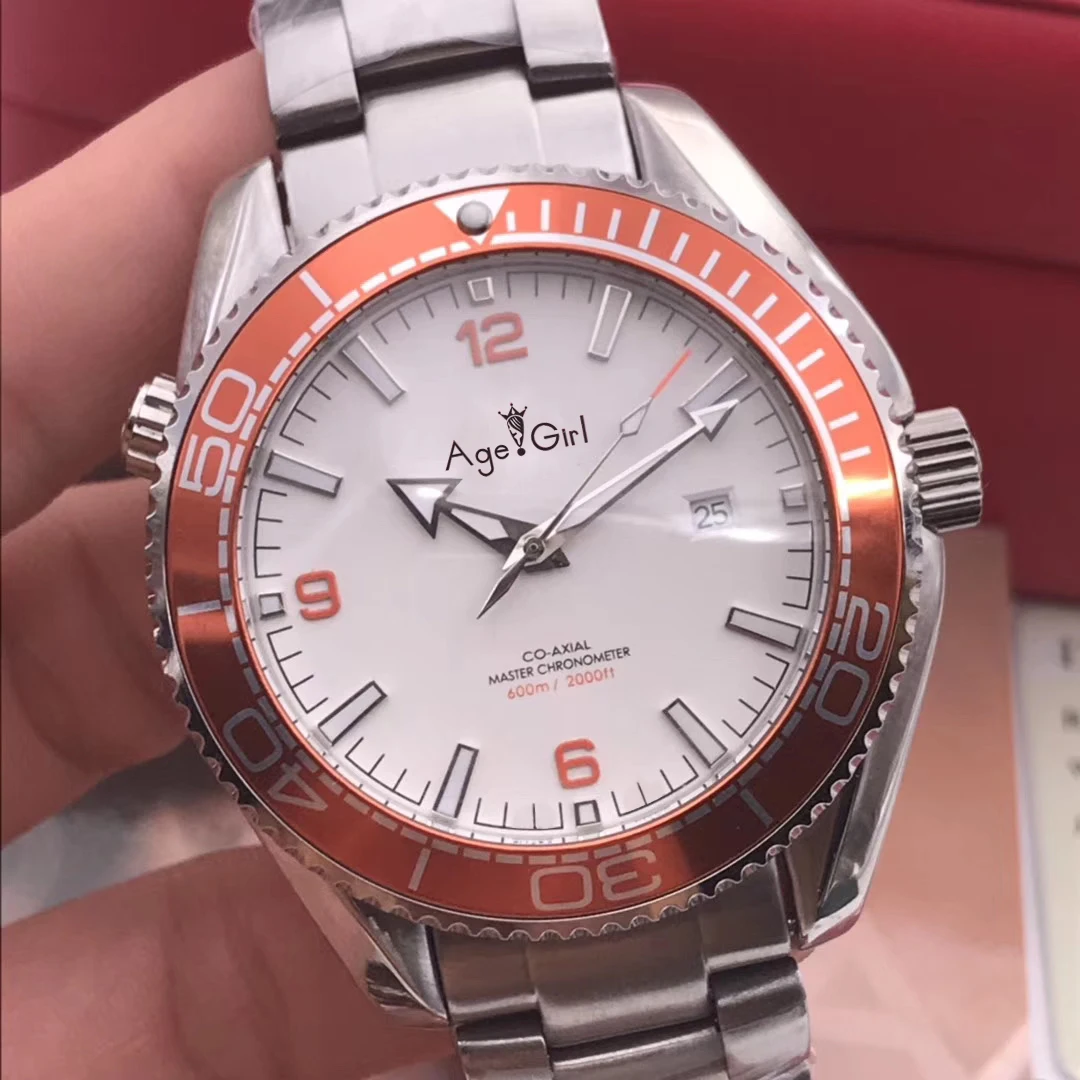 

Famous Brand New Men Automatic Mechanical Watch Blue Black White Orange Ceramic Bezel Stainless Steel James Bond 007 Sapphire