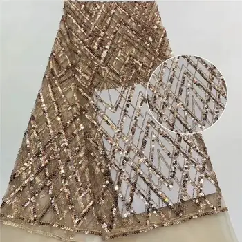 

Gold Sequins African Swiss Voile Lace Fabric High Quality French Tulle Lace Fabric Nigerian 3D Lace Guipure Embroidery Fabric