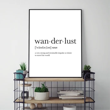 

Wanderlust Definition Print Travel Gift College Dorm Decor Dictionary Wall Art Canvas Painting Minimalist Poster Home Decoration