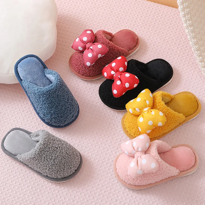 

Winter Parent And Child Family of Three Winter Style Slipper Plush Home Home Indoor Cute Men And Women Couples Children Cotton S