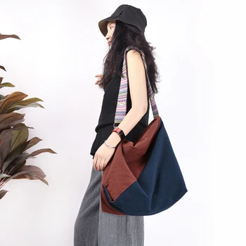 

Bags For Women Luxury Designer Handbags Fashion Ladies Stitching Color Linen Large Capacity Travel Bag Shoulder Bag Beach Bolso