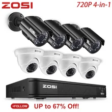 ZOSI 8CH 720P 4 в 1 TVI CVI AHD DVR 1280TVL HD камеры безопасности Камера Системы с наружным Водонепроницаемый безопасности Камера