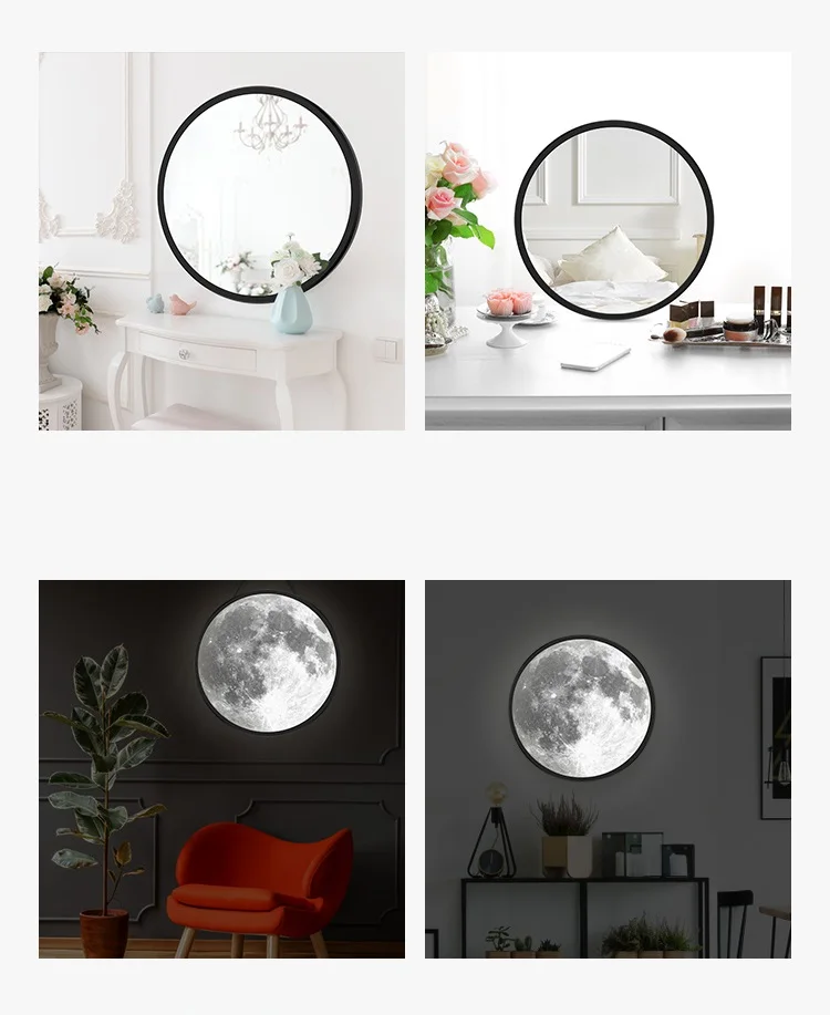 Nordic Wall Lamp Glass Mirror LED Wall Light Fixtures Creative Moon Sconce Stair Living Room Aluminum Lampara Pared Wandlamp