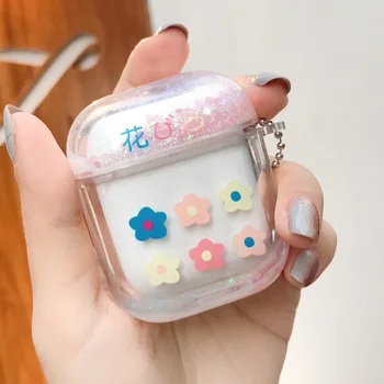 

cute Cartoon Protection for Apple Airpods Case Coque Cover With Keychain for Eearpods Eirpods Case Box Quicksand Luminous Pouch