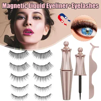 

Magnetic Eyelashes with eyeliner natural 3D False Eyelashes Liquid Eyeliner & Tweezer Set & Waterproof Eyeliner