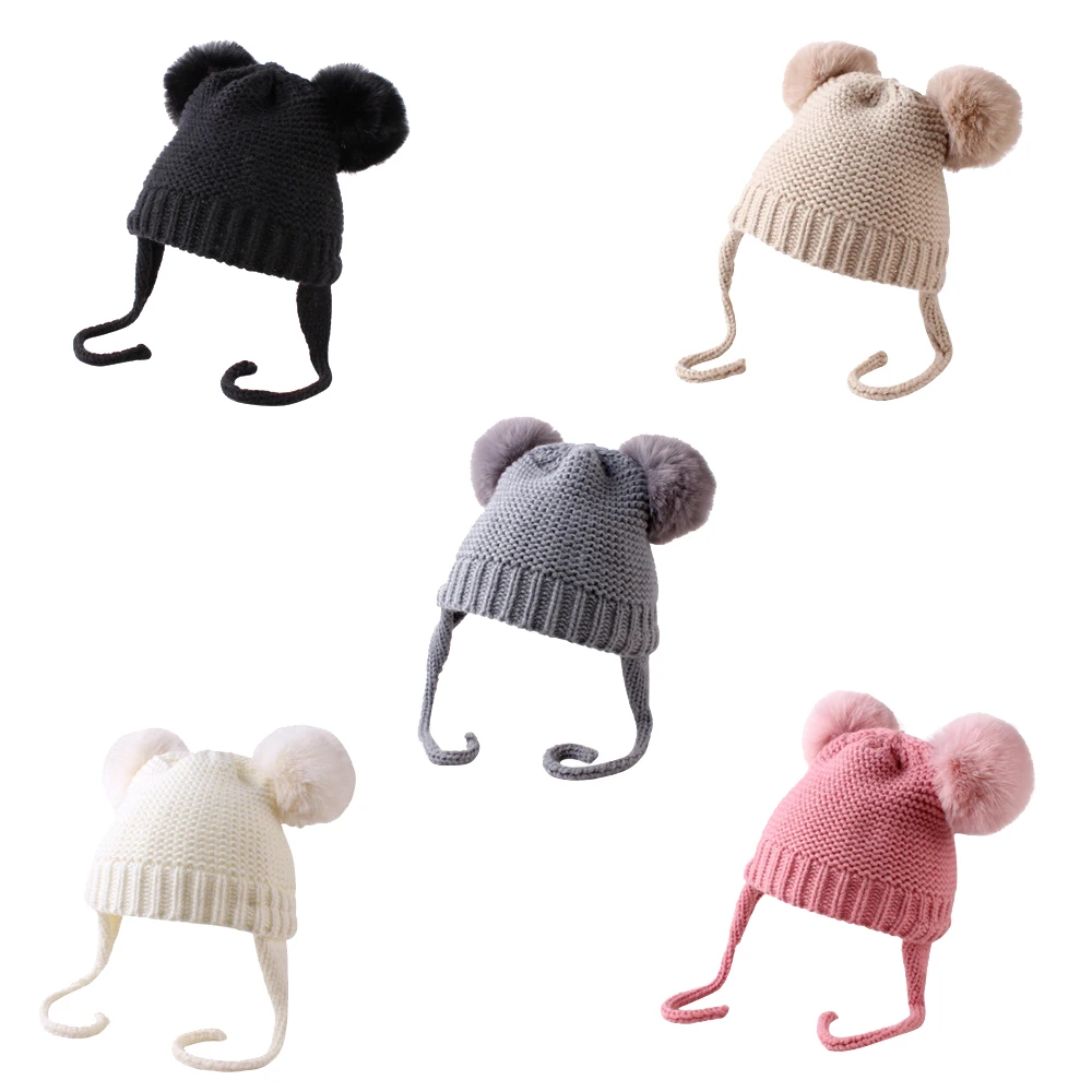 

1PCS Infant Hat Children Winter Protection Knitting Wool Fluffy Plush Warm Cap Suitable For Boys And Girls Between 1 And 6 Years