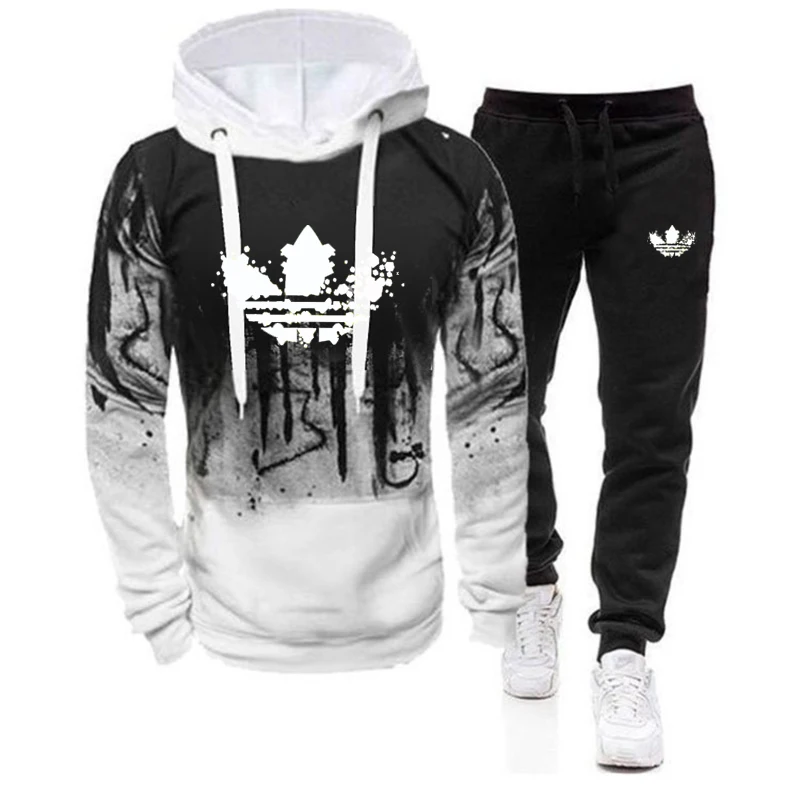 

Casual Tracksuit Mens 2 Pieces Sets Hooded Sweatshirts Autumn Men's Clothes Pullover Hoodies Pants Suit Ropa Hombre Plus Size