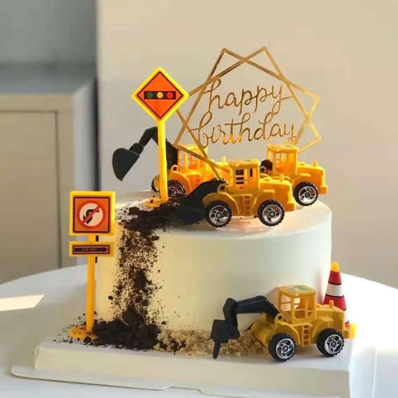 11 Pièces Mini Kit De Décoration De Gâteau De Véhicule De Construction Birthday Party Supplies 6 Construction Truck Toys 5 Road Sign Decorations Christmas P 31959433