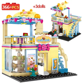 

City Street View Fashion Shop Diy Model Building Blocks for Friends Delicious Dessert Cake Store Bricks Toys for Girl