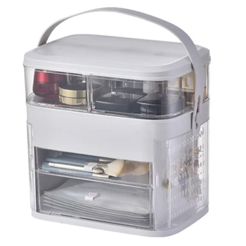 

Multifunctional Cosmetic Jewelry Storage Bins Transparent Makeup Organizer Acrylic Jewelry Box Drawer Desktop Organizer