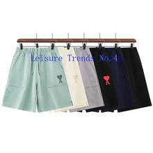 AMI Alexandre Mattiussi Big Love Embroidery Men's And Women's Loose And Versatile Fashion Shorts