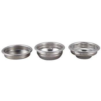 

58mm Reusable Filter Basket Stainless Steel Single/Double Filter Cup Coffee Machine Filter Bottomless Handle Filter 3Pcs