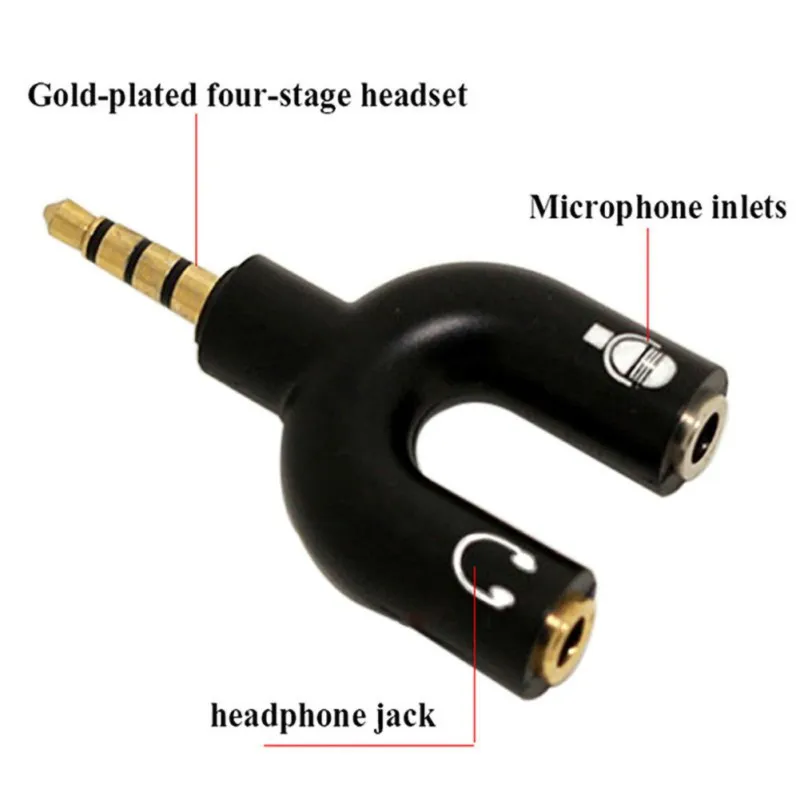 

High-end Exquisite 3.5mm Audio Adapter U-Shape Double Jack Earphone Splitter Headphone Plug Converter